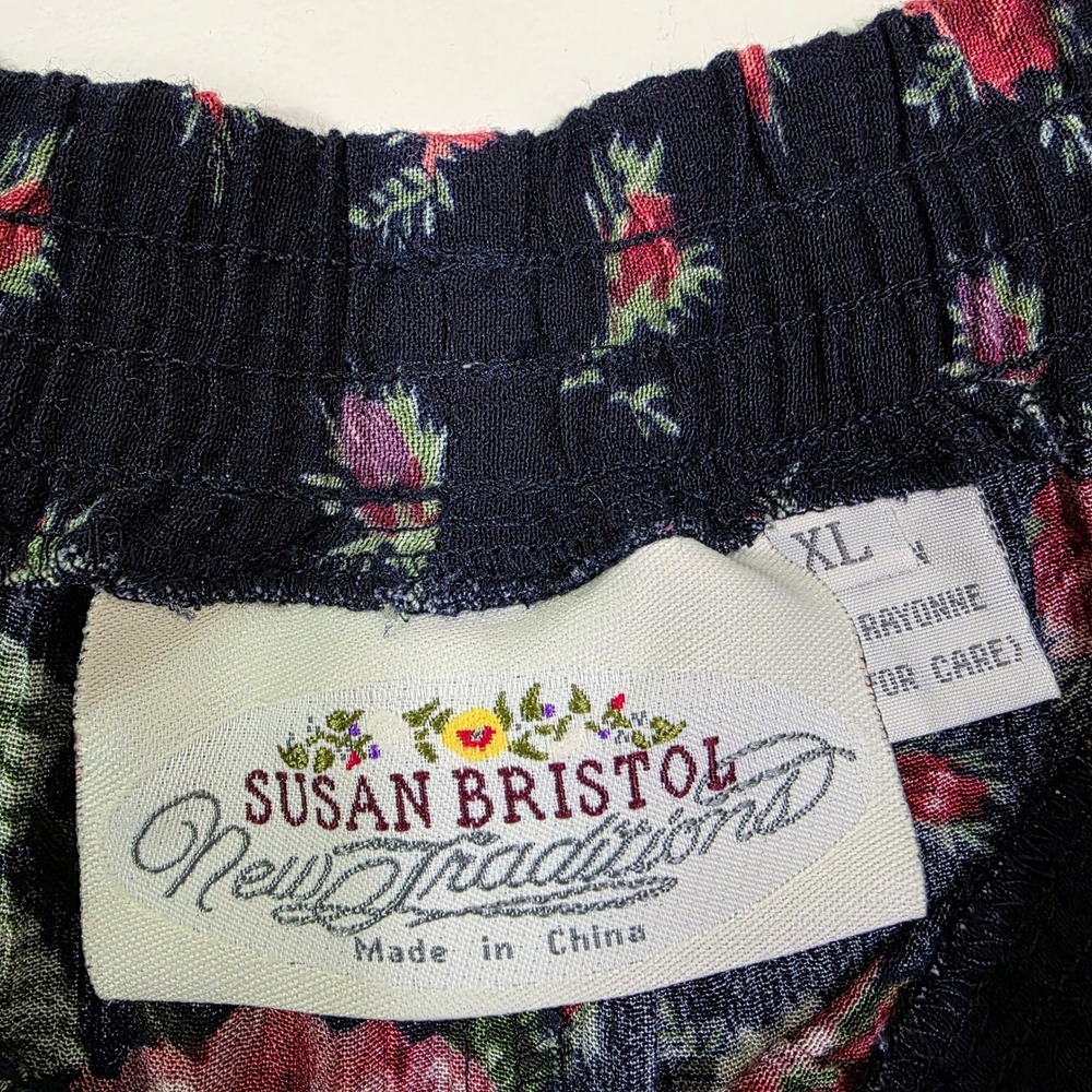 Susan Bristol Women Skirt Mix Floral Rayon Maxi Elastic Waist Vintage Boho SZ XL - Picture 2 of 10